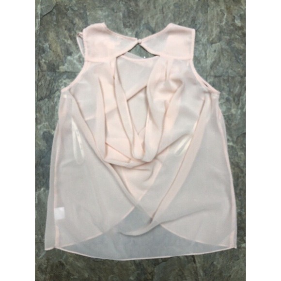 Marineblu Sz S Blush Pink Sleeveless Draped Back Blouse Pearl Front Tank Top - Picture 7 of 9